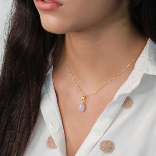 Luna Maansteen Ketting – 925 Zilver Gold Plated