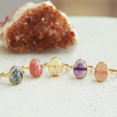 Gold-plated edelsteenring met natuurlijke citrien
